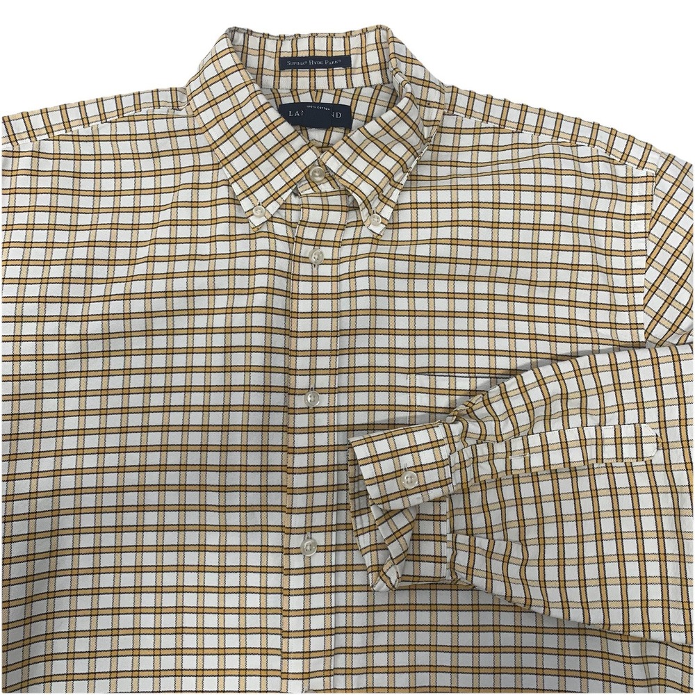 Lands End Oxford Button Down Shirt Men 16.5/34 Tailor Fit Supima Hyde Park